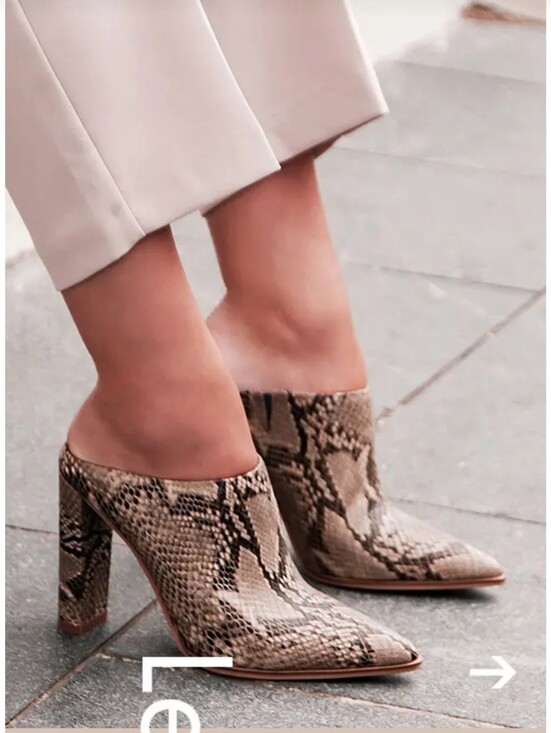 Jo Mercer Shoes - JO MERCER Leather Mule Heels, Snake Animal Print LEAH Shoes Tan Brown